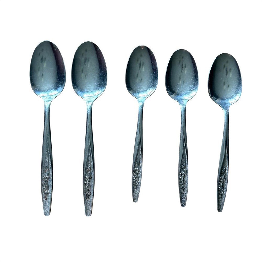 Vintage Superior Stainless Steel Radiant Rose Spoons‎ USA Tablespoons Teaspoons